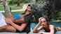 Amy Jackson shows off her baby bump in a blue bikini