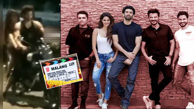 Disha Patani and Aditya Roy Kapur spotted riding a bike on 'Malang' set