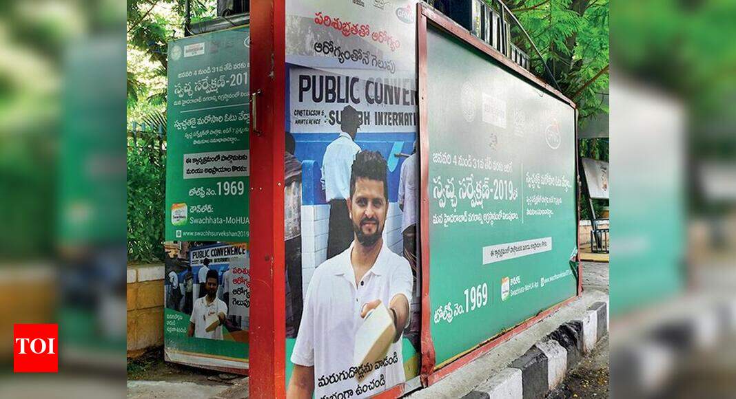 Hyderabad Public toilets turn banners as contractors live off ad revenue Hyderabad News