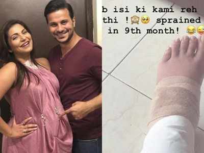 Heavily pregnant Navina Bole sprains her foot in her ninth month