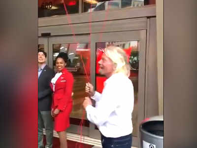 Virgin Group founder Richard Branson's 'close call' with falling banner, metal bar: Watch video