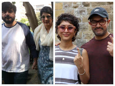 Photos: Sonali Bendre and Aamir Khan step out to cast their vote in the Lok Sabha Election 2019 along with their respective spouses