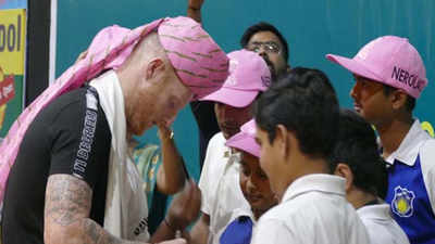 Ben Stokes' day out with Jaipur students