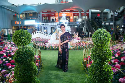 Sanya Malhotra unveils a floral installation at a mall