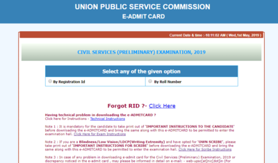 UPSC Civil Service Prelims admit card 2019 released @upsc.gov.in; download here