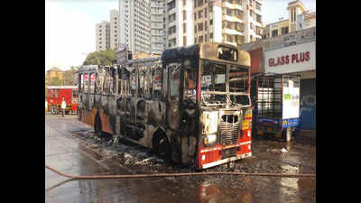 Narrow escape for three passengers as BEST bus catches fire