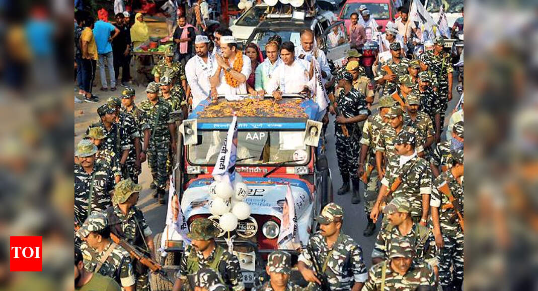 Thick security cover for CM as he campaigns for Raghav Chadha - Times ...