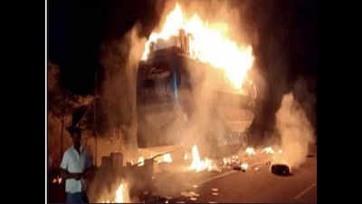 Bus catches fire, driver saves 30 passengers in Krishnagiri district