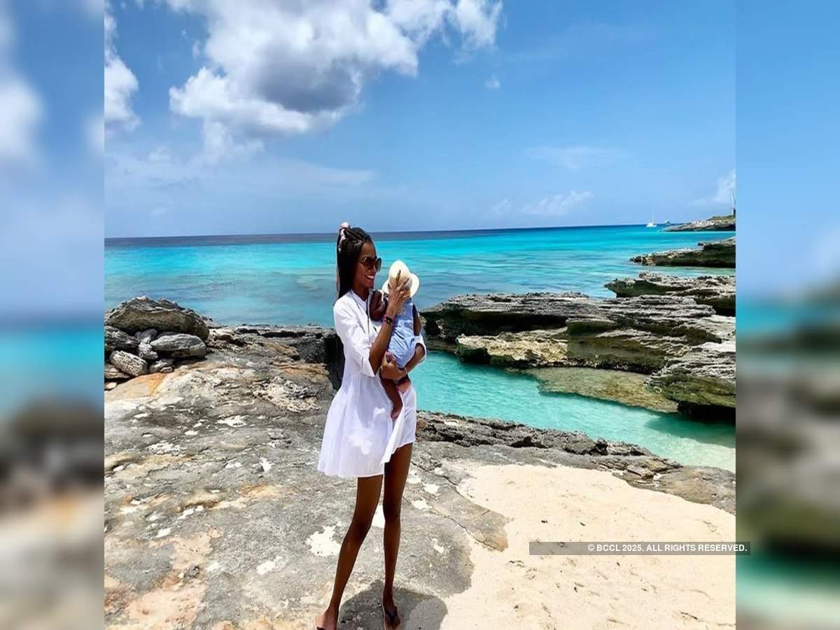 Agbani Darego shares quality time with son