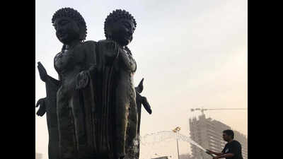 Noida Extension residents take stains off 15 statues in city
