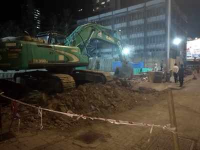 encroachment of footpath for building construction