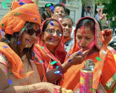Twenty one out of 24 BJP candidates leading by over 1 lakh votes in Rajasthan
