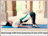Back lunge with front jump hop