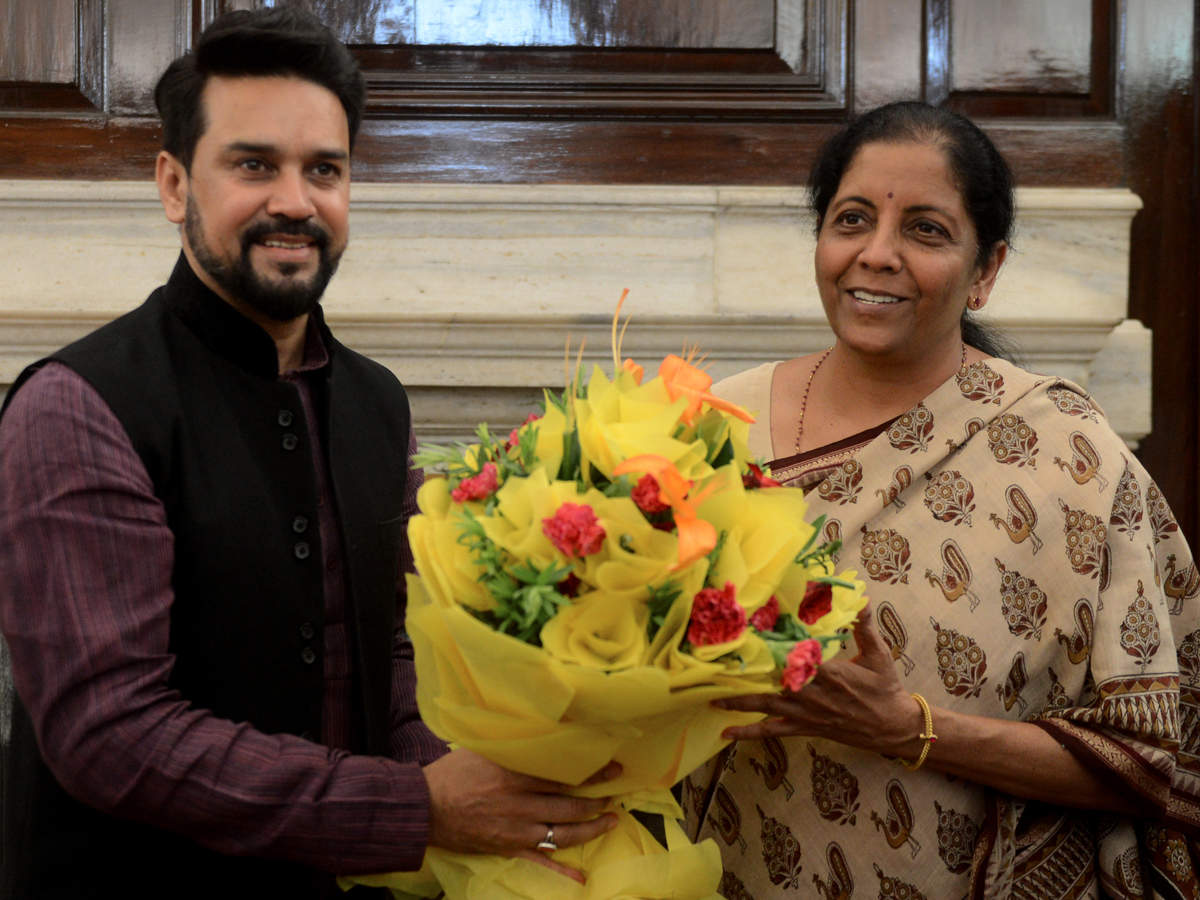 Nirmala Sitharaman Takes Charge As Finance Minister Anurag Thakur As Mos India News Times Of India