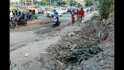 Construction debris littered on main road, residents suffer