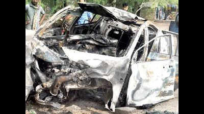 Jaipur boy dies as car goes up in flames after hitting tree