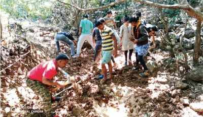 Youngsters create ponds for the wildlife near Shahuwadi