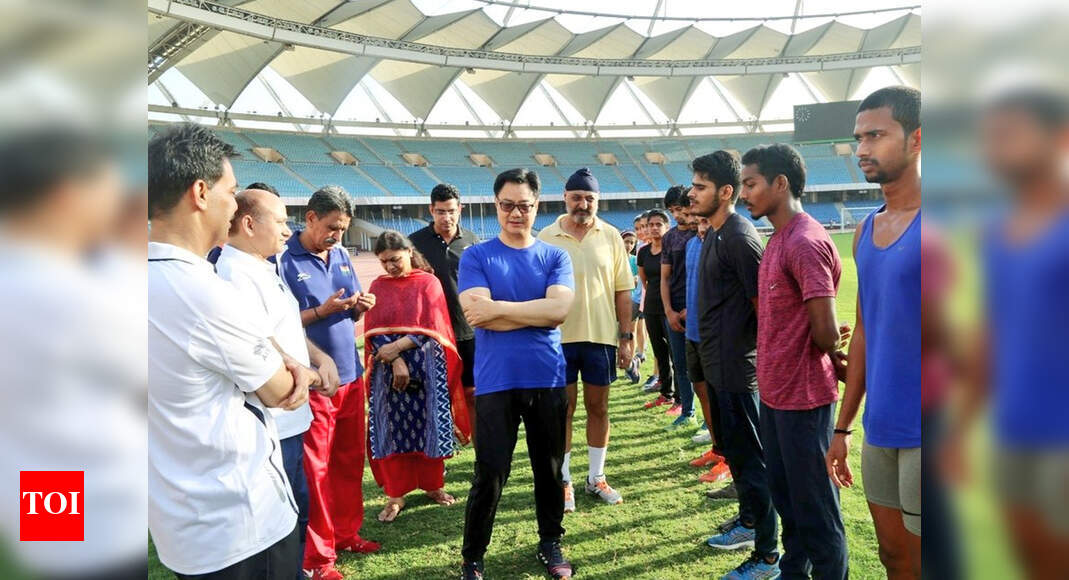 Sports minister joins athletes at Jawaharlal Nehru stadium for a jog ...