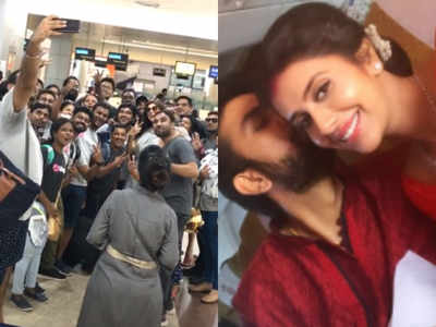 Sushmita Sen gets mobbed at the airport, newlyweds Rajeev and Charu take their first flight as husband and wife