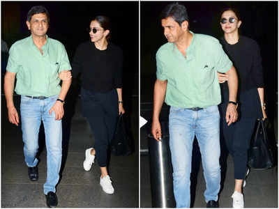Photos: Deepika Padukone and her father Prakash Padukone snapped at the Mumbai airport as they were off to Bengaluru