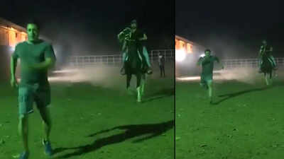 Watch! Salman Khan beats a horse at racing