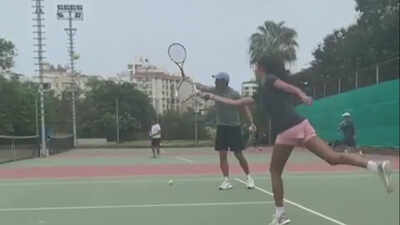 Arjun Rampal enjoys a game of tennis with daughter Myra Rampal