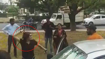 Road rage caught on cam: Girl attacks man with rod in Chandigarh