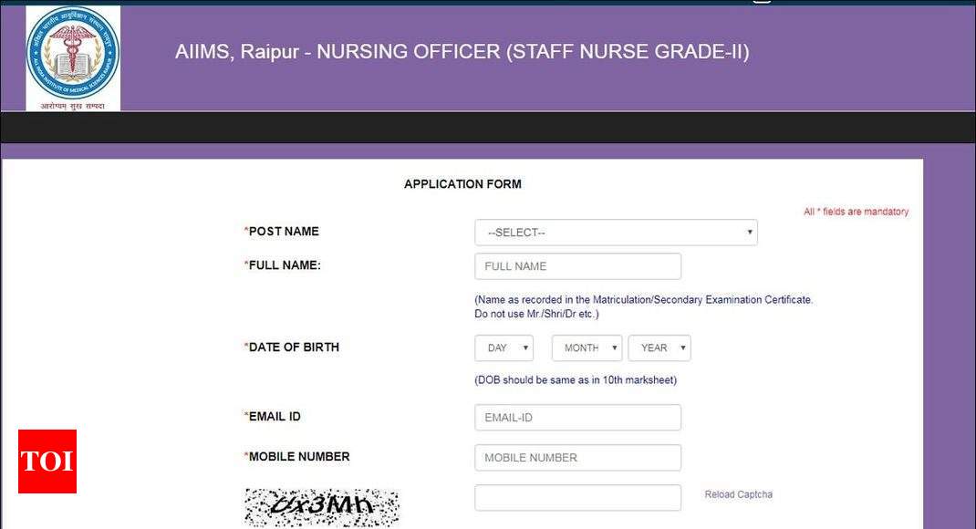 AIIMS Raipur invites application for 200 Nursing Posts ...
