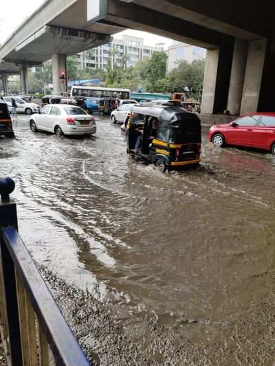 Water logging on newly paved road