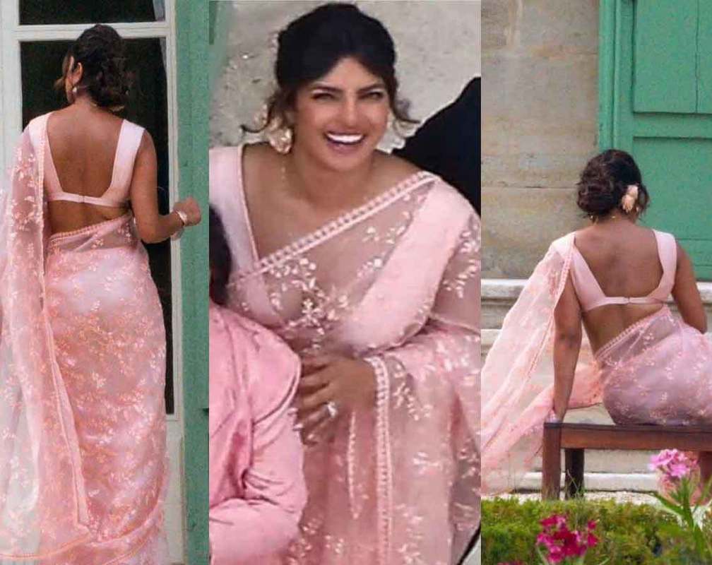 
Priyanka Chopra goes all desi in sari for Joe Jonas and Sophie Turner’s wedding

