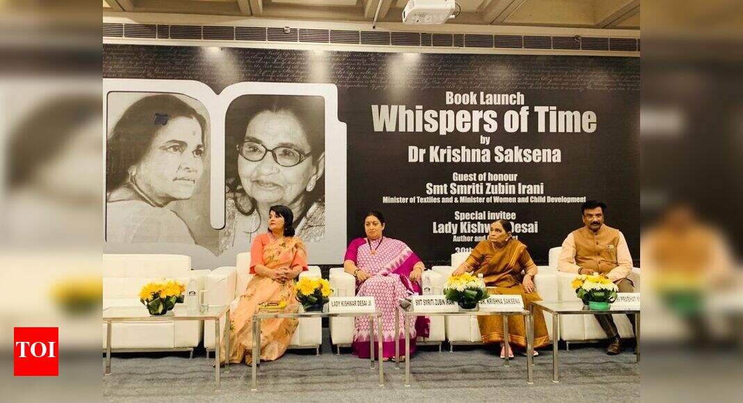 Smriti Irani Launches Author Dr Krishna Saksena S Book Whispers Of Time Times Of India