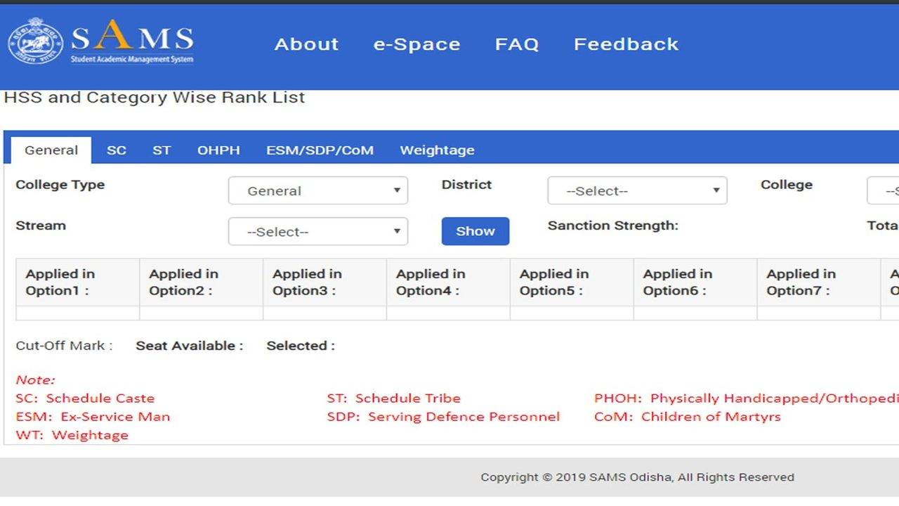 SAMS Odisha 2 merit list 2019 announced samsodisha.gov.in check