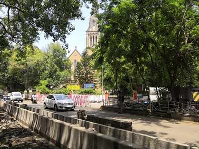 Road divider blocking access to Church