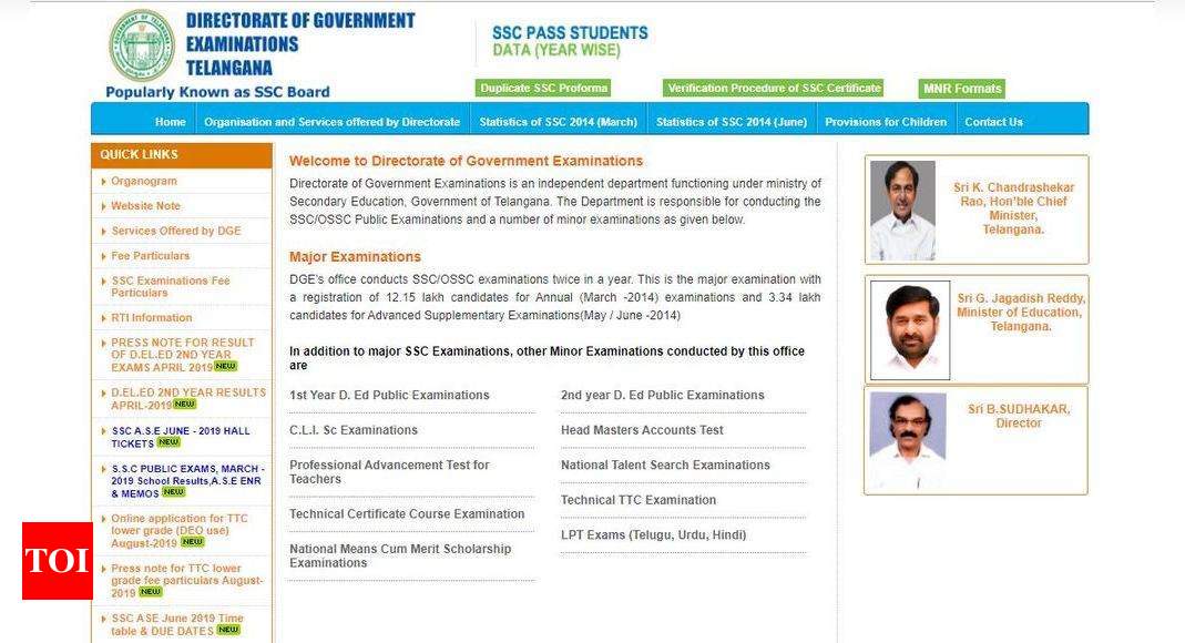 Ts Ssc Suply Result Telangana 10th Supplementary Results 2019 Announced Bse Telangana Gov In Check Here Times Of India