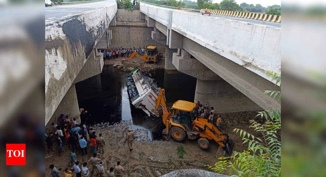 Yamuna Expressway Accident Today 29 killed as passenger bus falls into