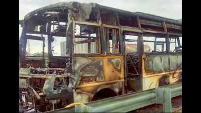 Close shave for techies as bus goes up in flames on ORR