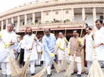Pictures of Swachhta Abhiyan at the Parliament organised by the Lok Sabha speaker, Om Birla...