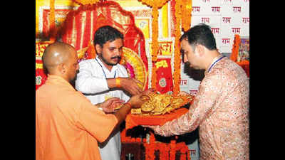 Yogi Adityanath offers gold crown to Lord Hanuman in Muzaffarnagar