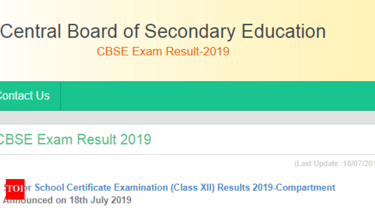 CBSE Compartment Result CBSE 12th Compartment Result 2019 declared cbseresults.nic.in here s direct link Times of India