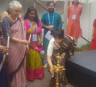 Swastika Mukherjee inaugurates a lifestyle exhibition at Hyderabad Bengali Film Festival 2019