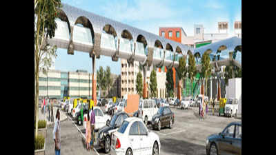 Simply fly over the congestion below to reach railway station from metro stop