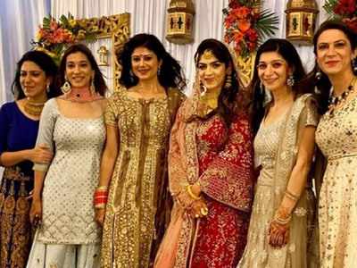 Photo: Pooja Batra shares a photograph with new family post her wedding with Nawab Shah