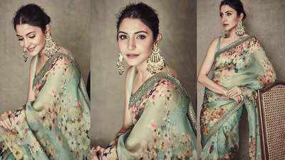 Anushka Sharma rocks the traditional avatar in this beautiful mint green floral sari