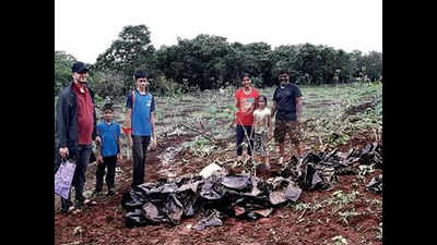 Six citizens join woman’s drive to clear hill of plastic