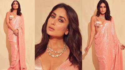 Kareena Kapoor Khan looks resplendent in this metallic pastel sari