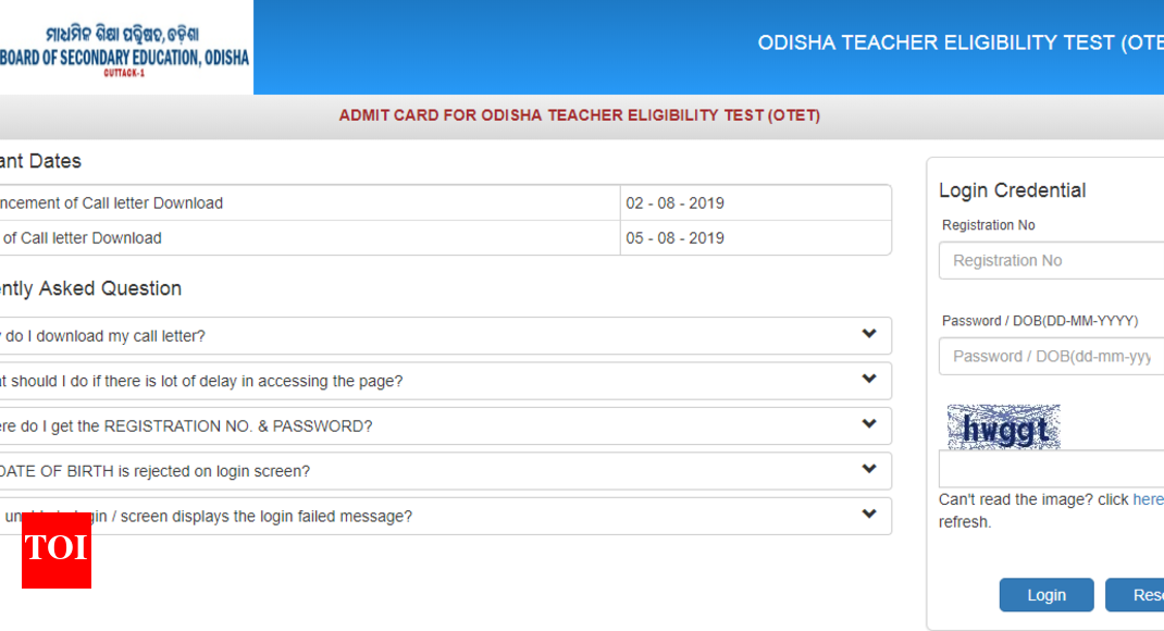OTET Admit Card 2019 released @bseodisha.nic.in, here's direct link