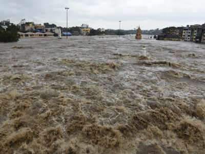 Godavari river flows in extreme flood situation | Pune News - Times of