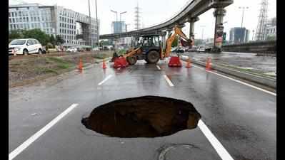 This is hard to swallow: After rains, another road opens up in Gurugram