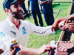 NZ captain Kane Williamson eats birthday cake from Sri Lankan fan​