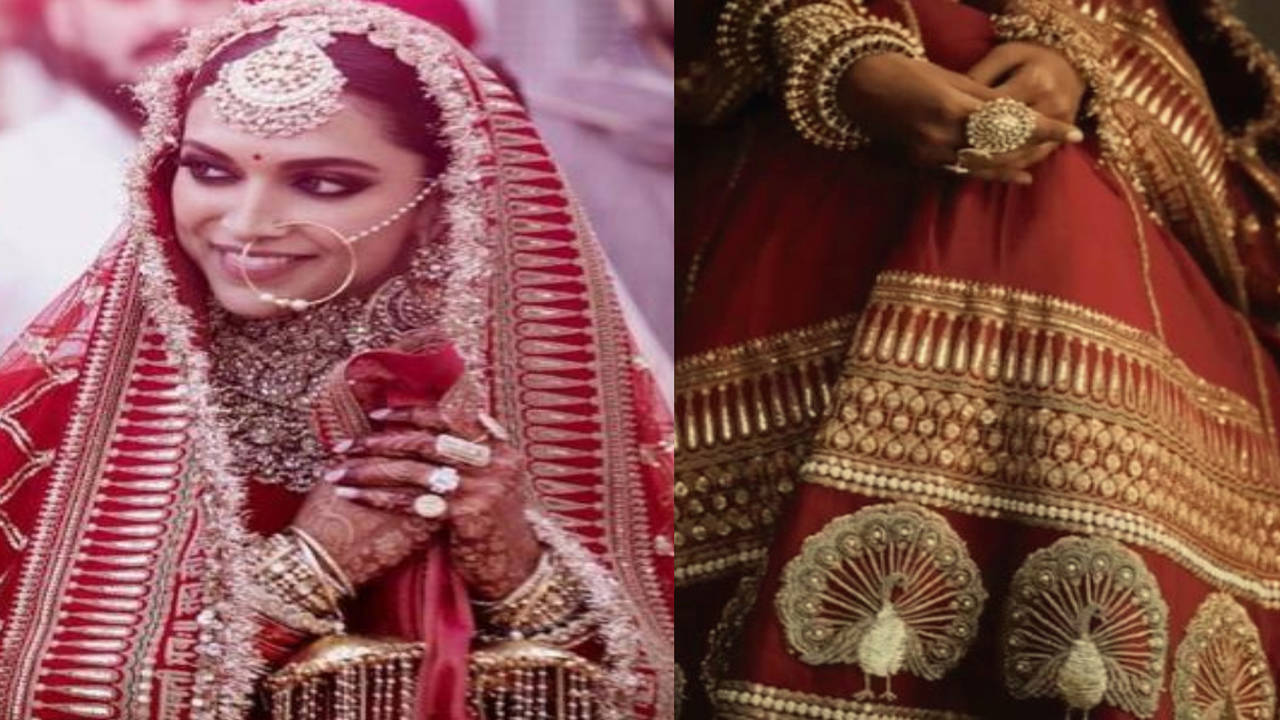 One of Deepika Padukone's most interesting bridal looks was this floral  creation by Sabyasachi, worn at a… | Bridal lehenga designs, Bridal lehenga,  Lehenga designs